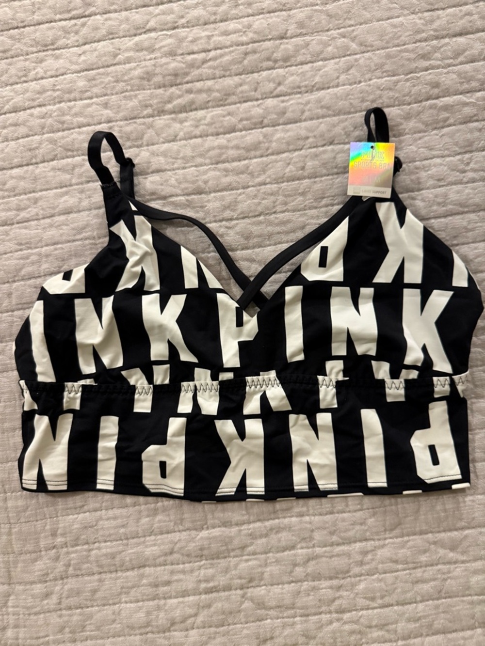 PINK Victoria's Secret Black & White Sports Bra